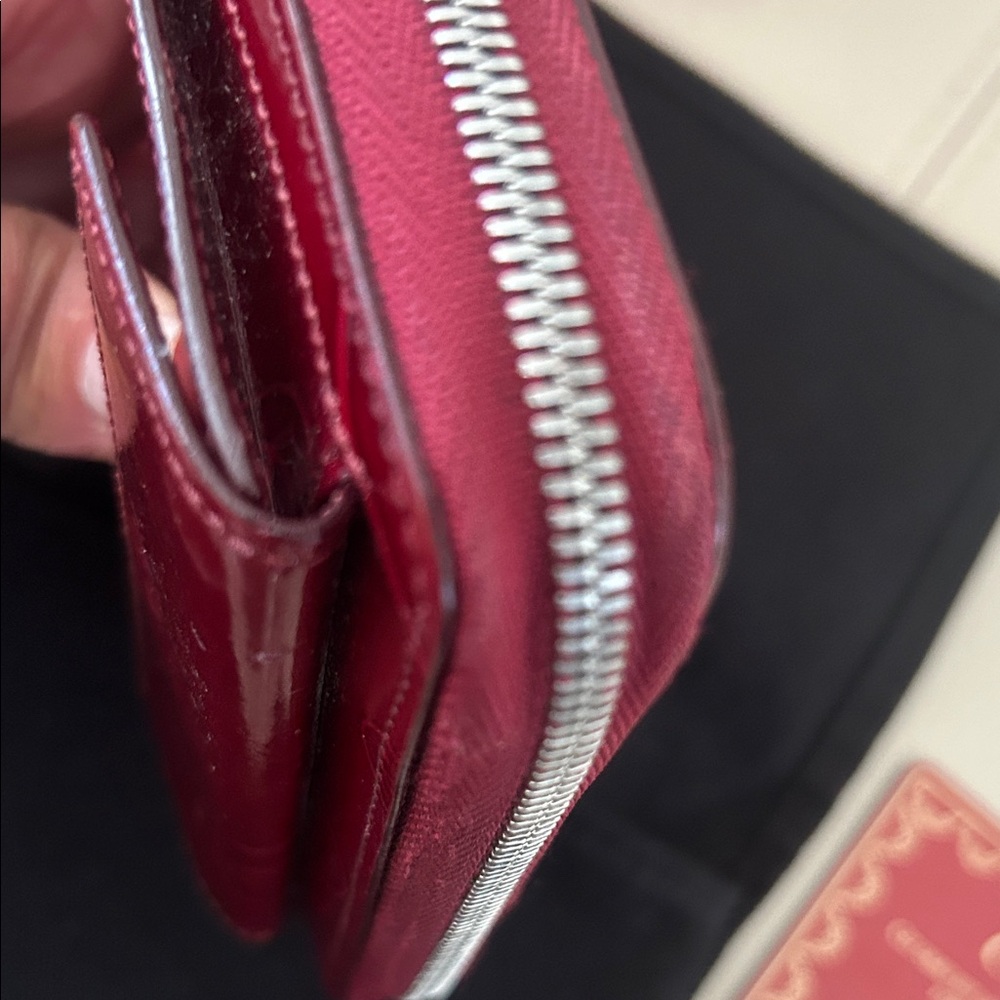 Cartier Red embossed leather zip around compact wallet - Picture 12 of 15